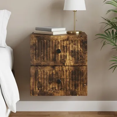Productafbeelding van vidaXL Wandgemonteerde nachtkastje, gerookt eikenhout, 33 x 34,5 x 40 cm