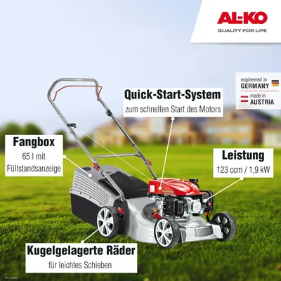 Produktbild von AL-KO Benzin-Rasenmäher Classic 4.62 P-A , 46 cm Schnittbreite, 1.9 kW Motorleistung, 7-fache Einzelradverstellung, für Rasenflächen bis 1100 m²