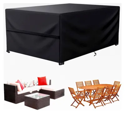Produktbild von Winterfeste Abdeckung für Gartenmöbel, Abdeckplane aus 600D Oxford-Gewebe, winddicht, staubfest, UV-beständig, rechteckig (140x90x70cm)