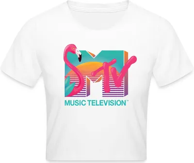 Produktbild von Spreadshirt MTV Music Television Flamingo-Logo Crop Top, S, Weiß