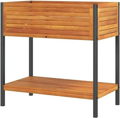 Produktbild von Gartenkasten aus Eichenholz - Dekorative Pflanzenschale - Außenpflanzentopf - 80x45x80 cm - Unbehandelt