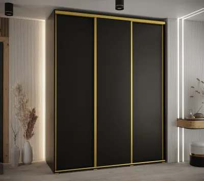 Produktbild von Kleiderschrank ASIRI 1 - 200/60 cm, schwarz/gold
