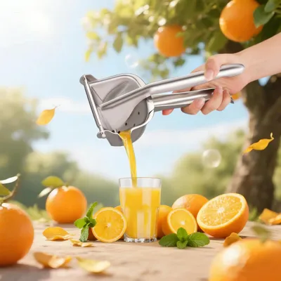Produktbild von STILVORA Zitruspresse, Manuelle Saftpresse aus Edelstahl, dickwandig, robust, Zitronen- & Obstpresse, Küchenzubehör, langlebig & einfach zu reinigen