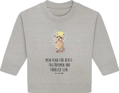 Produktbild von Mr. & Mrs. Panda Organic Baby Pullover Waschbär 24. - 36. Monat - Heather Grey - Geschenk, Waschen, Seifenblasen, Fröhlich, Plan, Tagträumen, Lustige Sprüche, Bullover