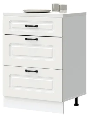 Produktbild von Küchenschrank mit 3 Schubladen, 60 x 46 x 81,5 cm, Holzwerkstoff, Weiß