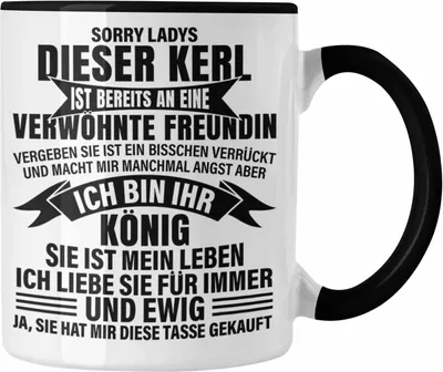 Produktbild von Trendation - Valentinstag Geschenk Tasse für Ihn von Freundin Geschenkidee Spruch Süß Liebe Jahrestag Geschenke Verrückte Freundin (Schwarz)