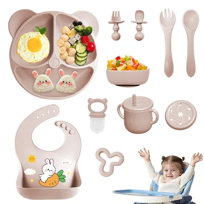 Productafbeelding van Omgoods - 11-Delige Siliconen Baby Eetset met Zuignap
