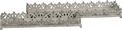 Produktbild von Tablett-Schale 2erSet METALL Shabby chic Landhaus Vintage grau rechteckig L40+50