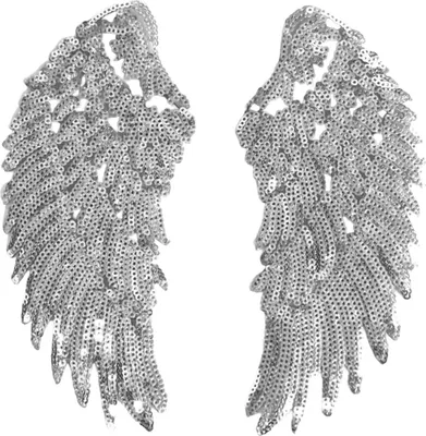 Produktbild von Flügel-Paillette-L-Aufnäher-Set zum Aufbügeln in Silber