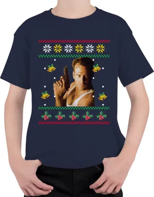 Produktbild von Stirb Langsam - Ugly Christmas Sweater Weihnachten Weihnachtsgeschenk Uni Kinder T-Shirt, Navy, 116