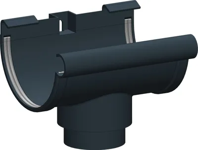 Produktbild von Dachrinne Halbrund 100mm Einzelteile | Rinnenstutzen Stutzen Anthrazit | Kunststoff PVC Fallrohr DN60 | Gartenhaus Carport Terasse