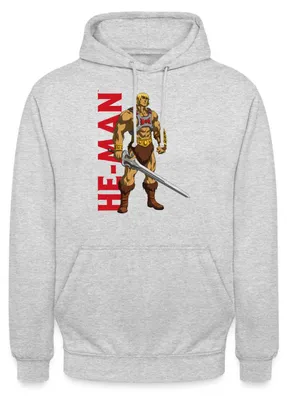 Produktbild von Spreadshirt Masters Of The Universe He-Man Uni Hoodie, 4XL, Hellgrau meliert