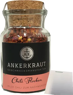 Produktbild von Ankerkraut Chili Flocken im Korkenglas (1x65g) + usy Block