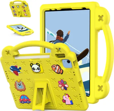 Produktbild von Schutzhülle für iPad 2025 11th Gen 11-Zoll (A16) Niedliche Hülle für Kinder, Stoßfest mit Griff Ständer Gelb