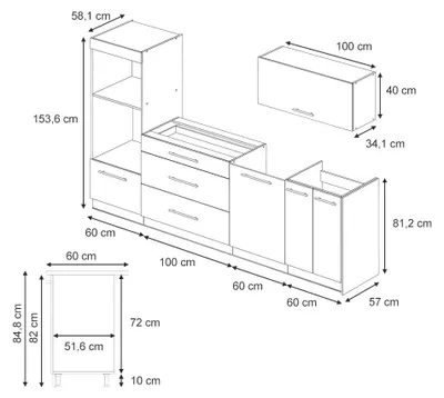 Obrázek produktu pro Kuchyňský kout Vicco Fame-Line Bílý venkovský dům/Zlatý mocný dub 280 cm, PD Antracit, Model 64703