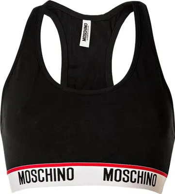 Produktbild von MOSCHINO Damen Bustier - Bra, Sport-BH, Racerback, Baumwolle Stretch, einfarbig Schwarz S