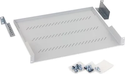 Produktbild von TRITON Police s perforací 19", 1U/650mm, nosnost 40kg, šedá