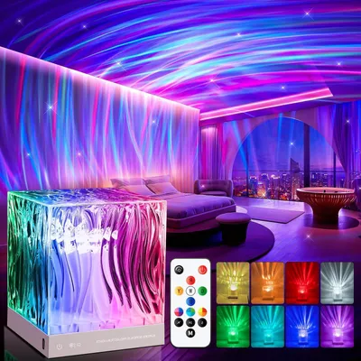 Obrázek produktu pro Projektor hvězdné oblohy - lampa Aurora - dekorace do pokoje - 18 světelných režimů - 5 voltů - bílá