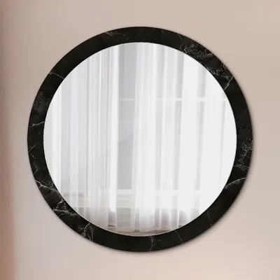 Produktbild von Ø100cm Spiegel - Glasrahmen mit Aufdruck - Wandspiegel Schlafzimmer - Marmor Stein