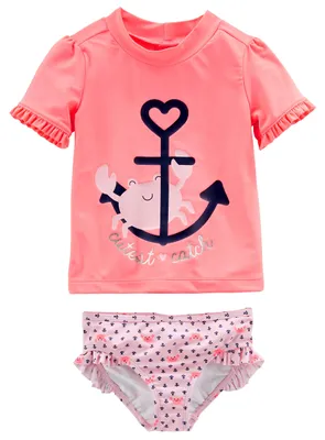 Produktbild von Simple Joys by Carter's Baby-Mädchen 2-Piece Assorted Rashguard Rash-Guard-Set,