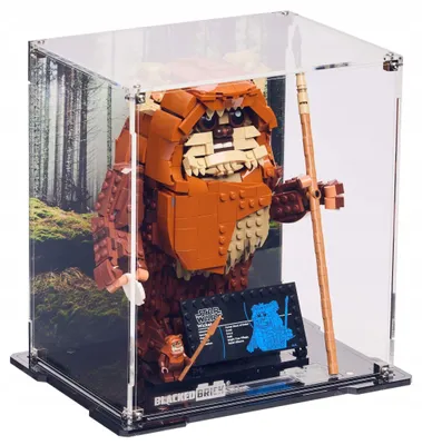 Image de Vitrine noire pour LEGO® 75430 Star Wars – Ewok Wicket™, avec fond imprimé