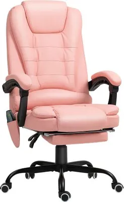 Produktbild von Buerostuhl 67x67x121 cm Rosa Mit 7 Punkt Massage Ergonomisch Liegefunktion Hoehenverstellbar Chefsessel Fernbedienung 120 kg Belastbar Relaxsessel