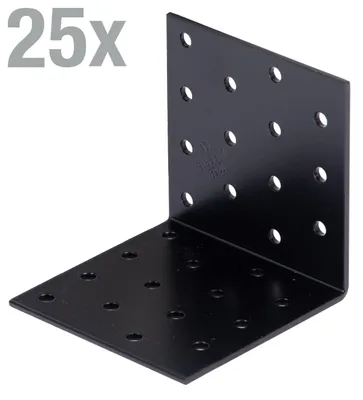 Produktbild von Alberts 824907 Lochplattenwinkel - schwarz - kunststoffbeschichtet - 80 x 80 x 80 x 2,5 mm, 25er Set