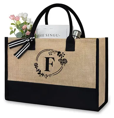 Productafbeelding van Herbruikbare boodschappentas - Katoenen/jute tas - Personaliseerbaar - Duurzaam - Groot (43x32x17 cm) - Geschikt voor strand/boodschappen