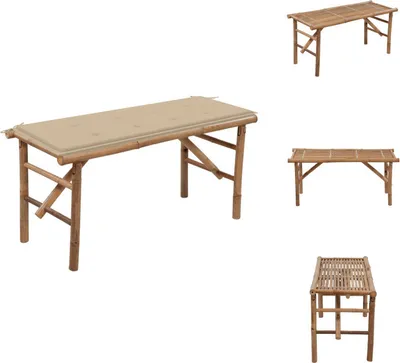 Image de vidaXL Banc de jardin pliable avec support 118 cm Bambou - Bancs de jardin