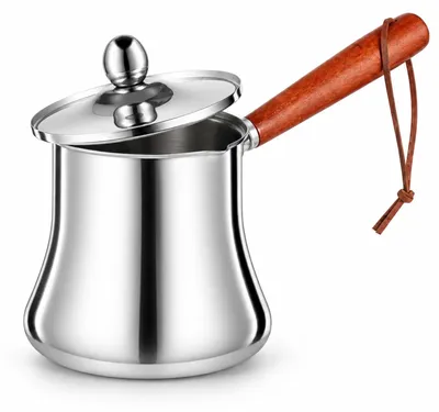 Türkische Kaffeekanne 720 ml Edelstahl mit Holzgriff