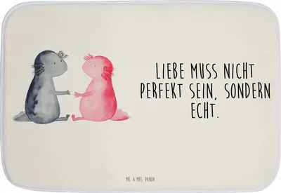 Produktbild von Mr. & Mrs. Panda duschmatte Axolotl Liebe - Weiß - Geschenk, Molch, Valentinstag, Badematte, Badvorleger, Badezimmerteppich, badezimmermatte, Badteppich
