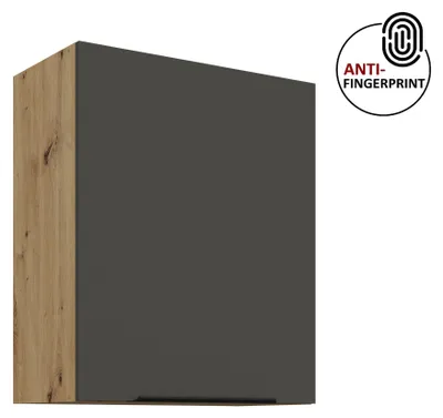 Produktbild von Küchen Hängeschrank 60 cm ARIA Graphite ultra matt + Eiche Artisan matt, hochwertige Fronten mit Anti Fingerprint Beschichtung Küchenzeile Küchenblock