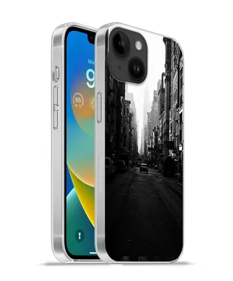 Produktbild von MuchoWow® Handyhülle Schutzhülle Hülle für Apple iPhone 14 - Softcase Autofahrt durch eine ruhige Straße in New York in schwarz-weiß Silikon Softcase Handy Hülle - Mobiltelefonhülle