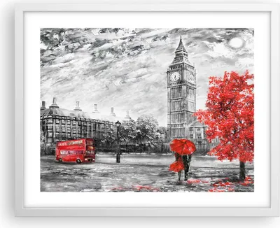 Produktbild von Gerahmtes Poster - Weißer Rahmen - London Bus - 50x40 cm - Wand Bild - Wanddeko - Wandbilder - Kunstposter - Wandposter - Bilderrahmen - Bilder - Kunstdruck - Wandbild - P2WAA50x40-3866