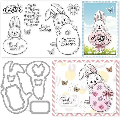 Produktbild von Famanu Stanzformen und Stempelset für Karten - Ostermotive