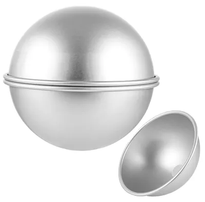 Immagine prodotto di 2 stampi a semisfera, diametro 20 cm, in alluminio, colore argento