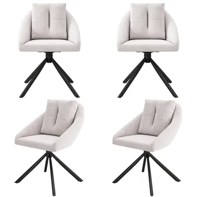 Immagine prodotto di SWeiko sedia da pranzo sedia di velluto sedia imbottita sedia girevole, tessuto di velluto traspirante, design ergonomico, 4 pezzi, beige