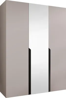 Produktbild von MIRJAN24 Kleiderschrank Mila 2 150 mit Spiegel, Schlafzimmer, Kleiderschrank, mit drei Drehturen und mit zwei Kleiderstange, Modern, Garderobenschrank (Farbe: Cashmere + Schwarz)