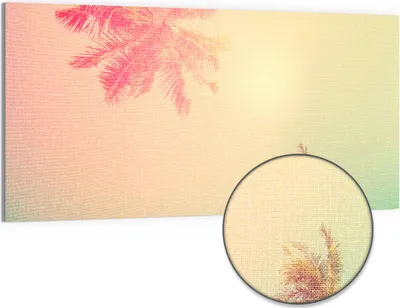 Produktbild von DEQORI Hybrid Leinwand Bild 100x50 cm 'Tropische Pastelltöne' Wandbild Glas flach modern