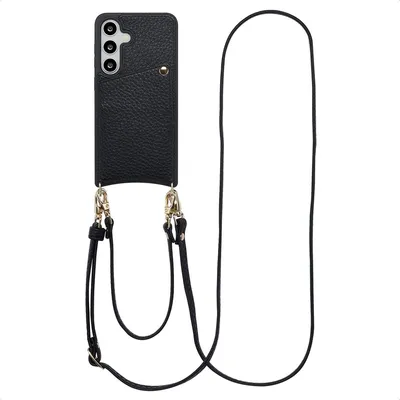 Zdjęcie produktu dla Etui na telefon Selencia Nova z kablem i uchwytem na kartę do Samsung Galaxy S25 / S24 - czarny