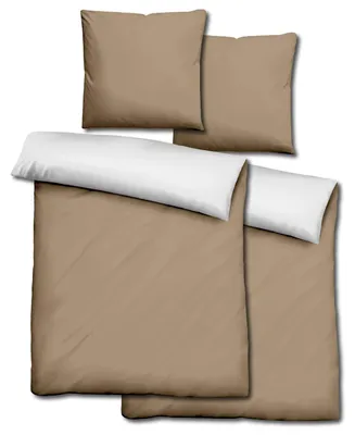 Produktbild von Doppelpack  Sleezzz® Renforcé Wendebettwäsche mocha/weiß 135 x 200 + 80 x 80 cm