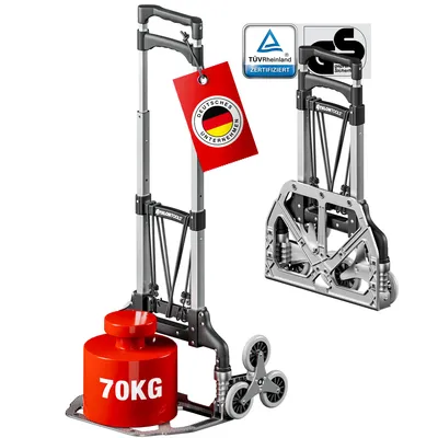 Productafbeelding van ATHLON TOOLS Aluminium trapsteiger-transportkar, inklapbaar - zilver