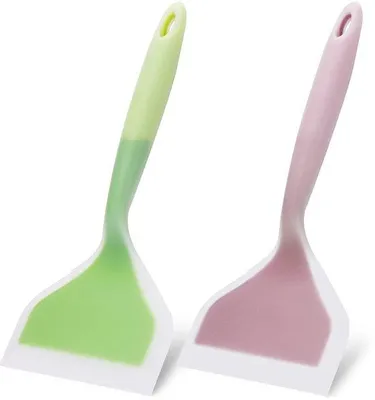 Produktbild von Ibenzoa® Silikon-Pfannenwender 2er Set mit Antihaftbeschichtung, hitzebeständig -40°C bis 250°C, BPA-frei, robuster Kern – ideal für Fisch, Eier, Pfannkuchen, Pizza