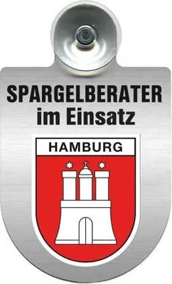 Produktbild von Einsatzschild mit Saugnapf - Spargelberater im Einsatz - incl. Regionenwappen 393835 Color - Region Hamburg