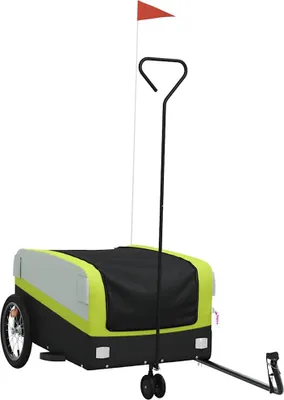 Obrázok produktu pre vidaXL Príves na bicykel čierno-zelený 45 kg železa