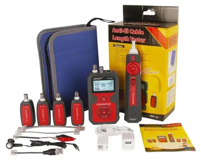 Immagine prodotto di Tester per cavi - Tester per cavi di rete NF-858C - Localizzatore di cavi - Tracciamento dei cavi - Misurazione della lunghezza dei cavi - Test della tensione PoE - BNC