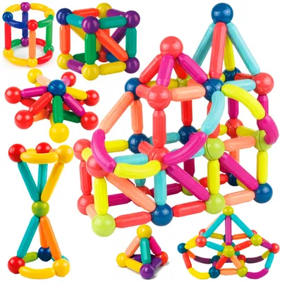 Zdjęcie produktu dla Springos® Magnetyczne klocki konstrukcyjne dla dzieci, zestaw 100 elementów