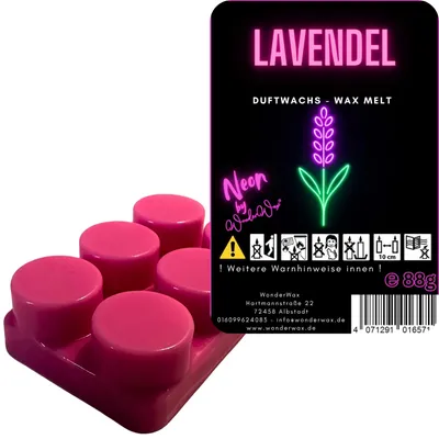 Produktbild von WonderWax Neon Duftriegel 6 x Duftwachs Kreise Wachsmelt Duftwachs Raumduft für Duftlampen Soja Wachs Melts Duftmelt Aroma Wellnes Kerzen Wärmer Wax Tarts Lavendel