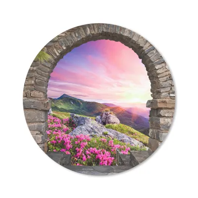 Produktbild von MuchoWow® Mauspad Mousepad Landschaft - Aussicht - Blumen - Berg 30x30 cm - Mousepads - Maus Mat - Pad - Mausunterlage - Tischunterlage - Schreibtischmatten
