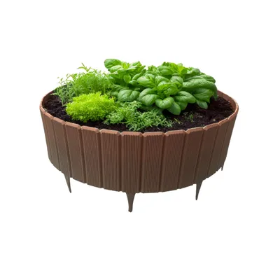 Immagine prodotto di bepco Palisade - Set di 5 (LxH: 200 x 17cm, marrone) - Bordo per letto flessibile e stabile, 100% plastica riciclata, con ancoraggio a terra integrato